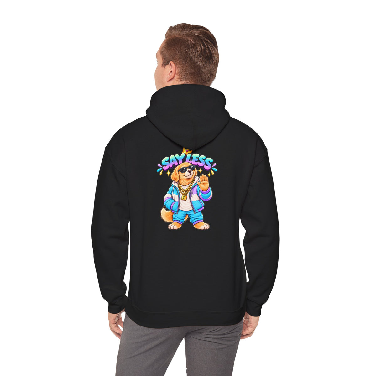 Say Less Golden Retriever Hoodie — Retro Cartoon Streetwear Pullover