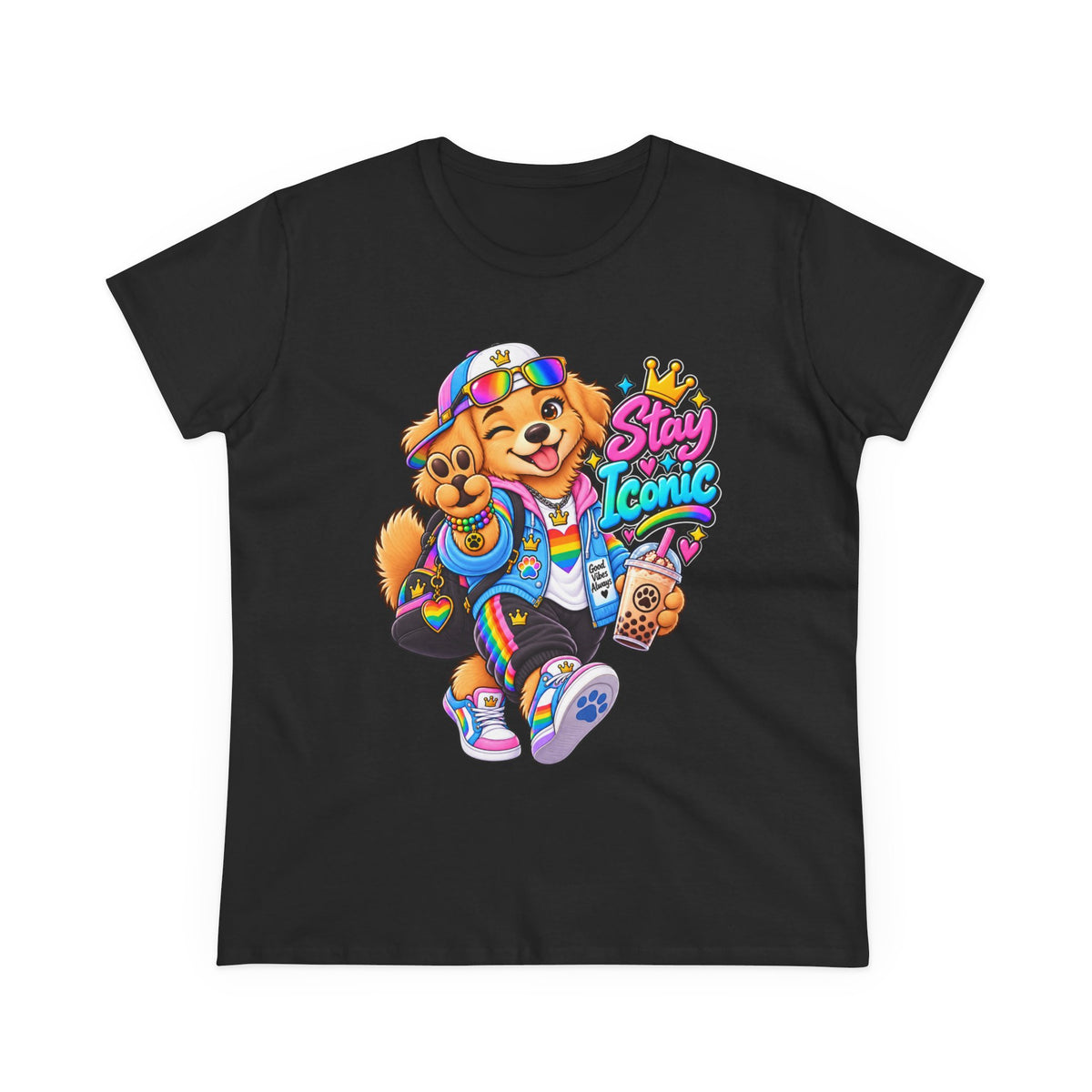 Stay Iconic Dog Graphic Tee — Cute Retro Teddy Bear Design