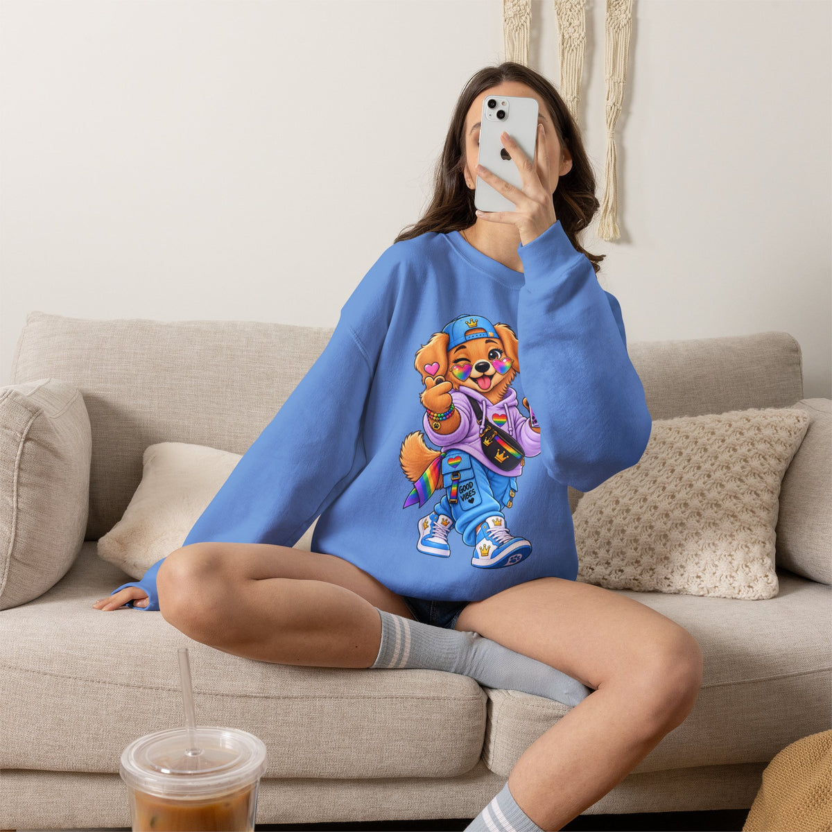 Cute Big Personality Hip-Hop Dog Crewneck Sweatshirt