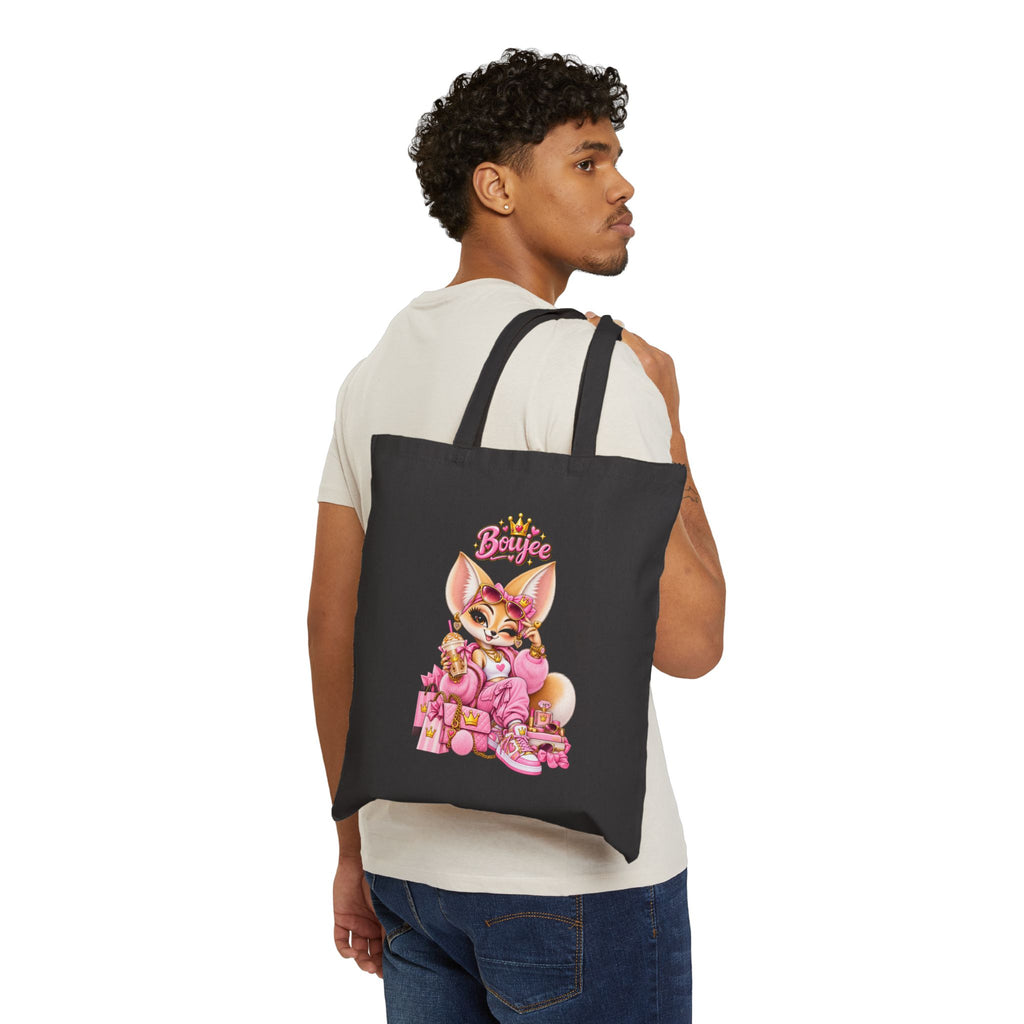 Cute Pink Fennec Fox 'Babe' Cotton Canvas Tote Bag