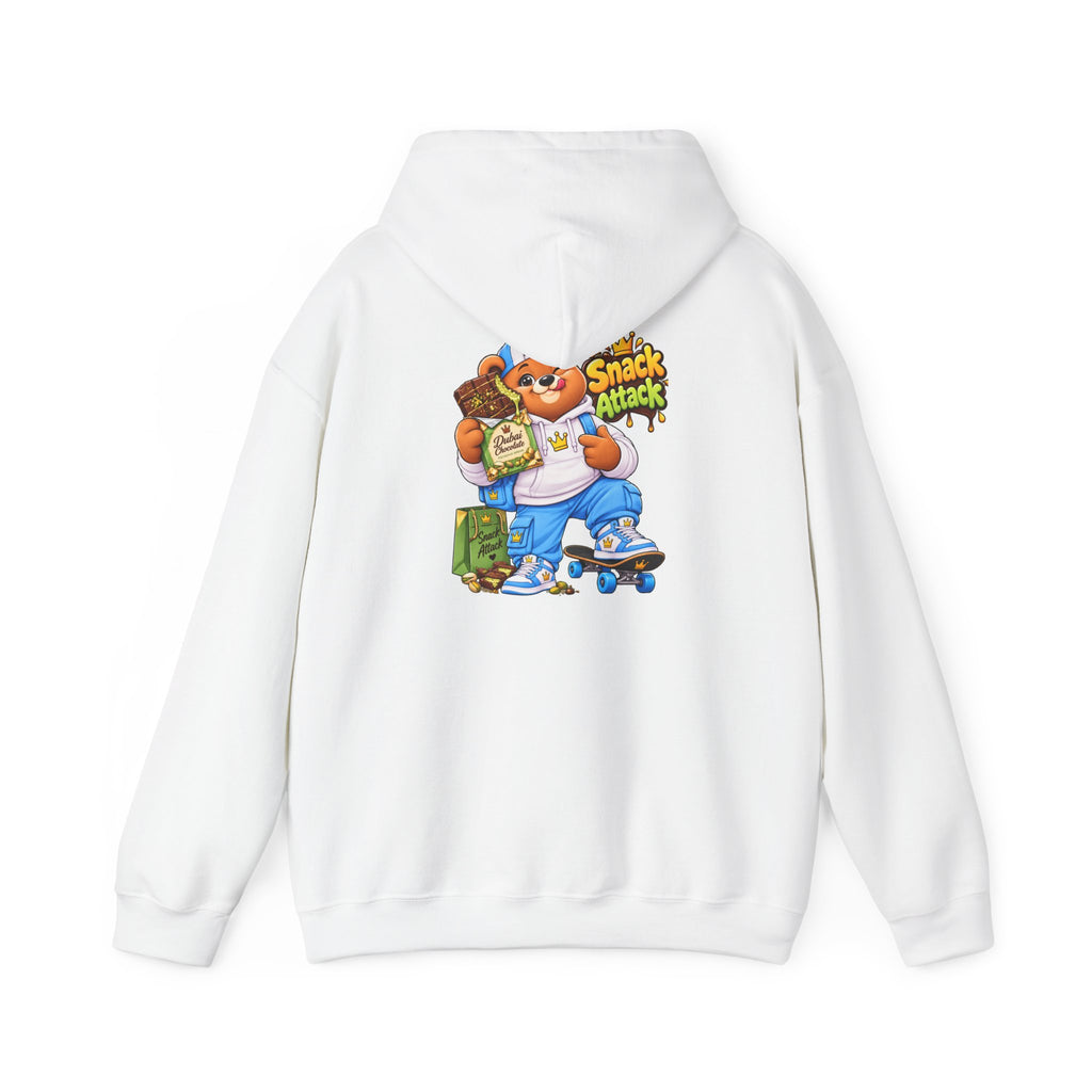 Snack Attack Hoodie — Streetwear Cartoon Foodie Bear Graphic Hooded Sweatshirt