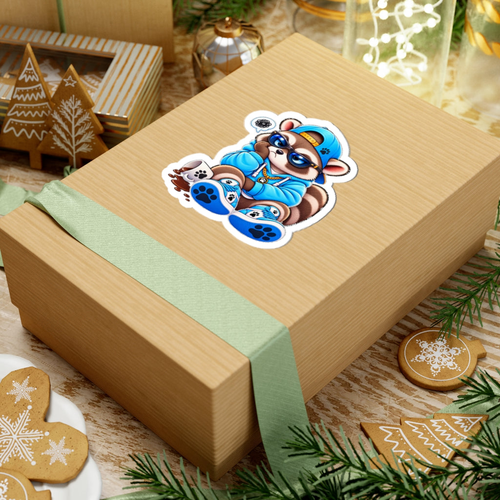Cute Raccoon Detective Kiss-Cut Sticker — Vinyl Laptop Decal