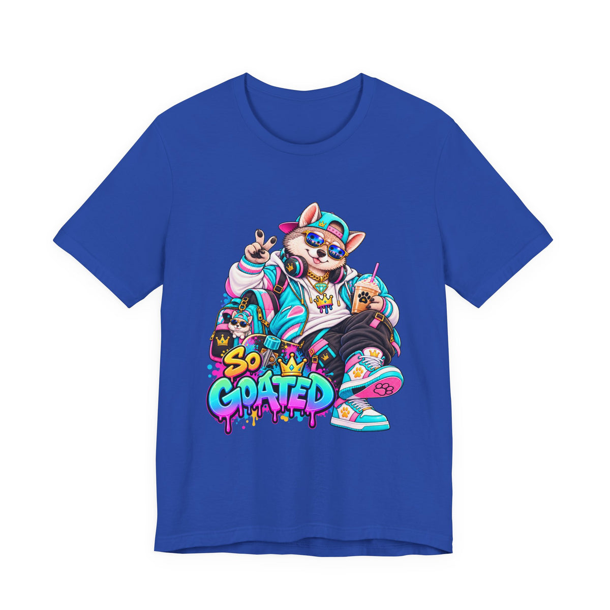 So Goated Husky with Drip T‑Shirt — Retro Skate Dog Graphic Tee