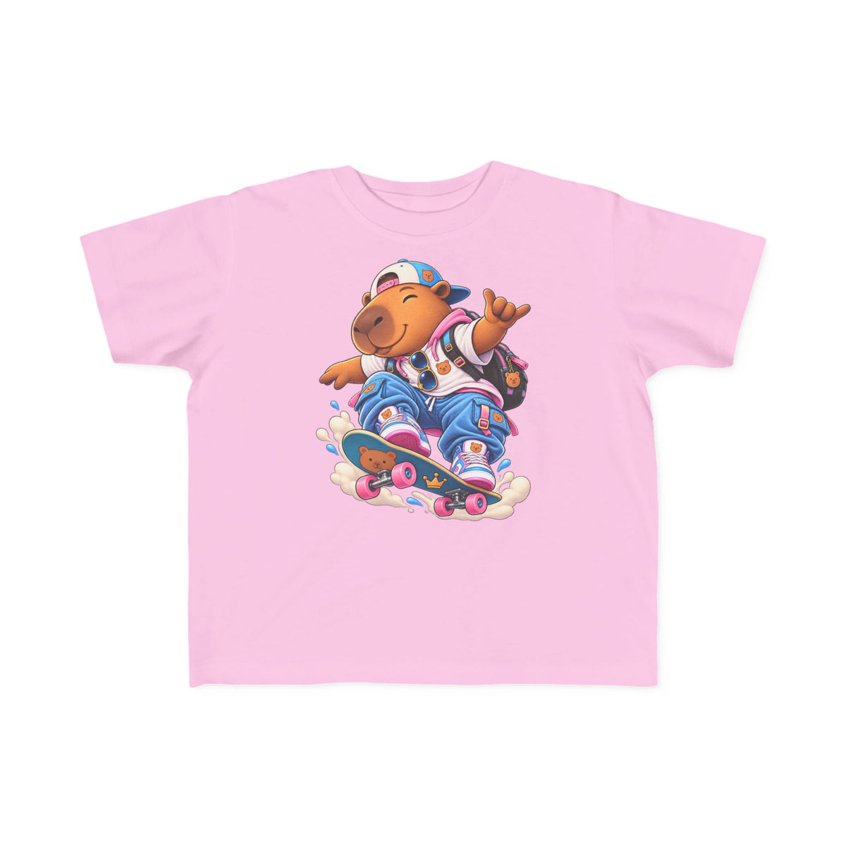 Toddler Capybara Skate T-Shirt — Cute Skateboarding Capybara Tee for Kids