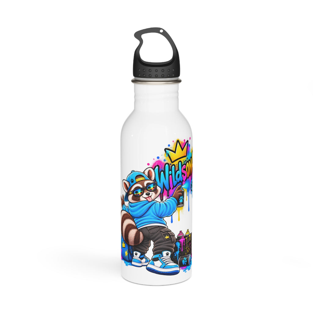 Mischievous Raccoon Graffiti Stainless Steel Water Bottle – Urban Street Art Drink Bottle