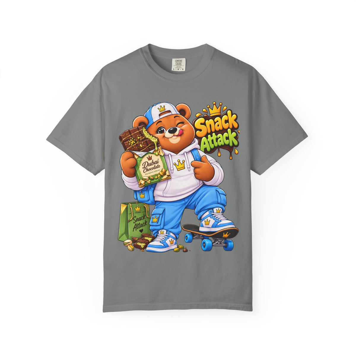 Snack Attack Bear T-Shirt — Cute Skateboarder Graphic Tee