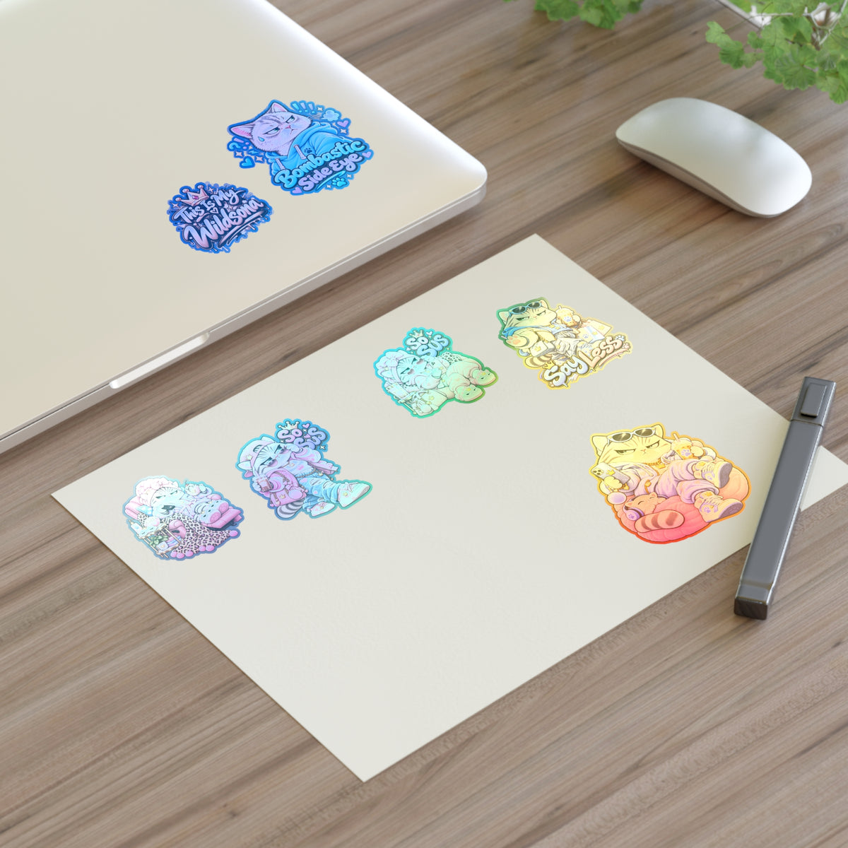 Kawaii Cat Sticker Sheet — Cute Grumpy & Pink Aesthetic Decals