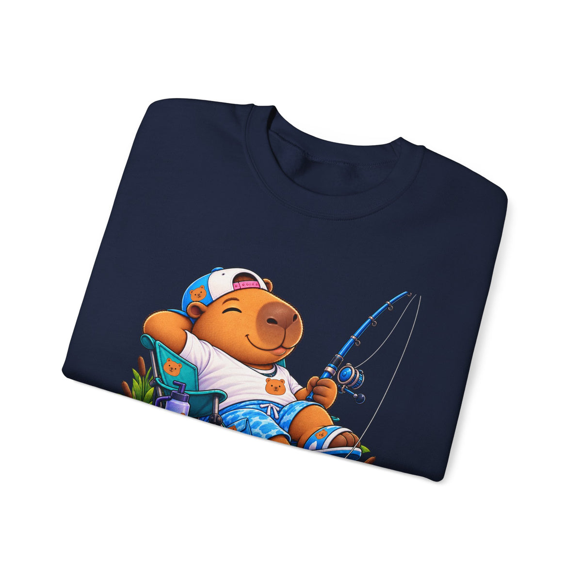 Unbothered Fishing Capybara Crewneck Sweatshirt