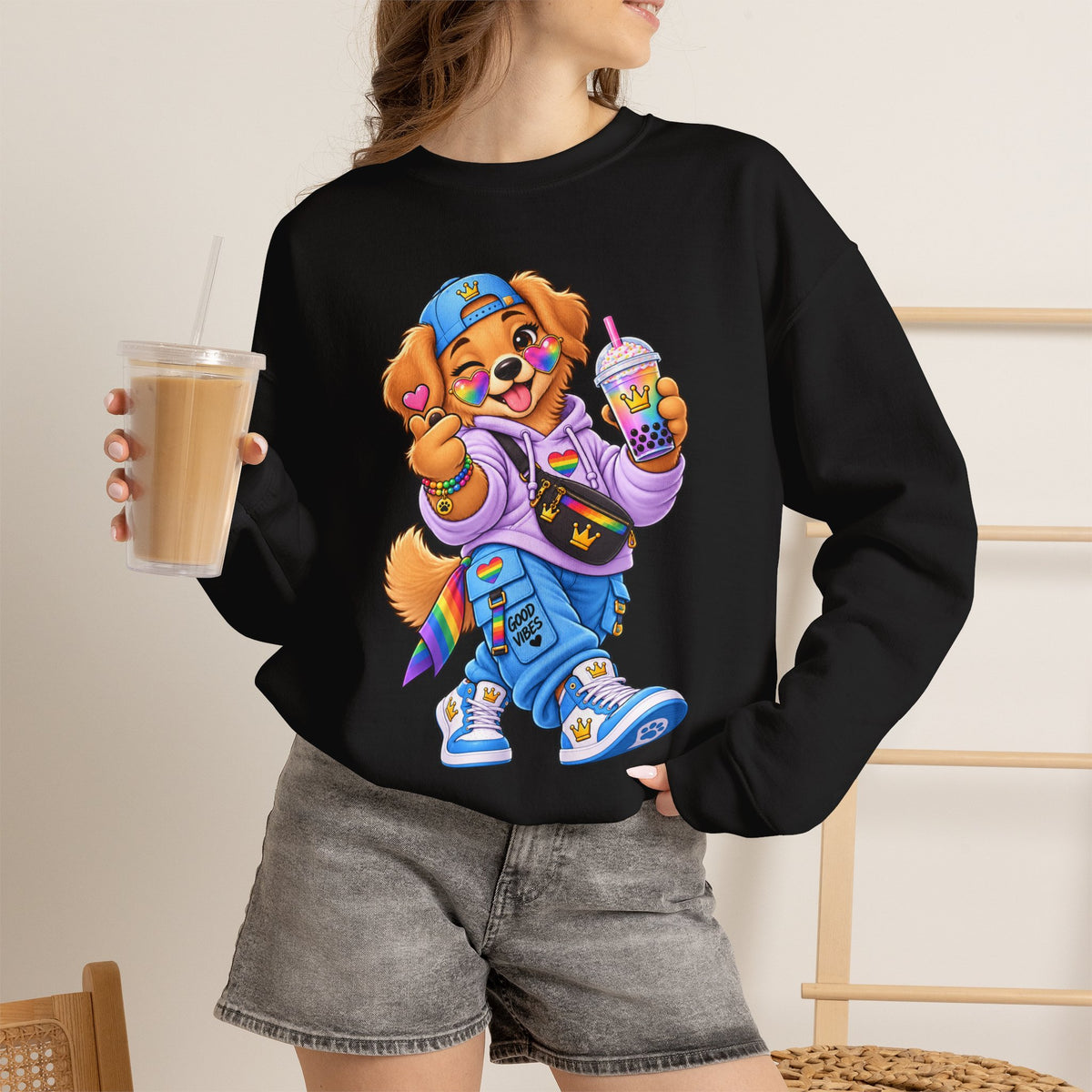 Cute Big Personality Hip-Hop Dog Crewneck Sweatshirt