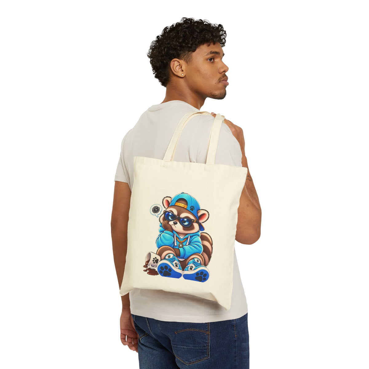 Remy Raccoon - Spilled Coffee Graphic Cotton Shopping Tote