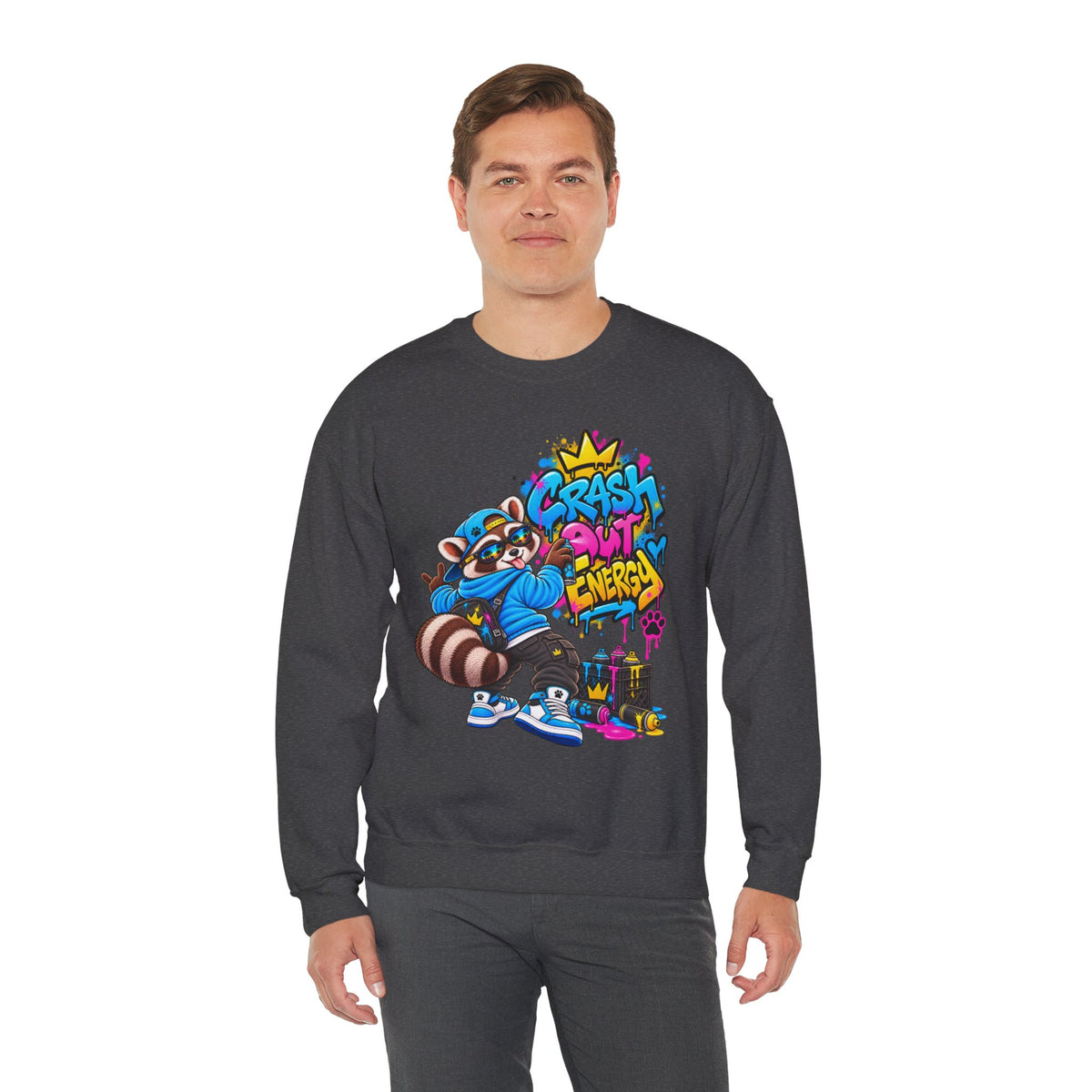 Crash Out Energy Crewneck Sweatshirt — Urban Raccoon Streetwear