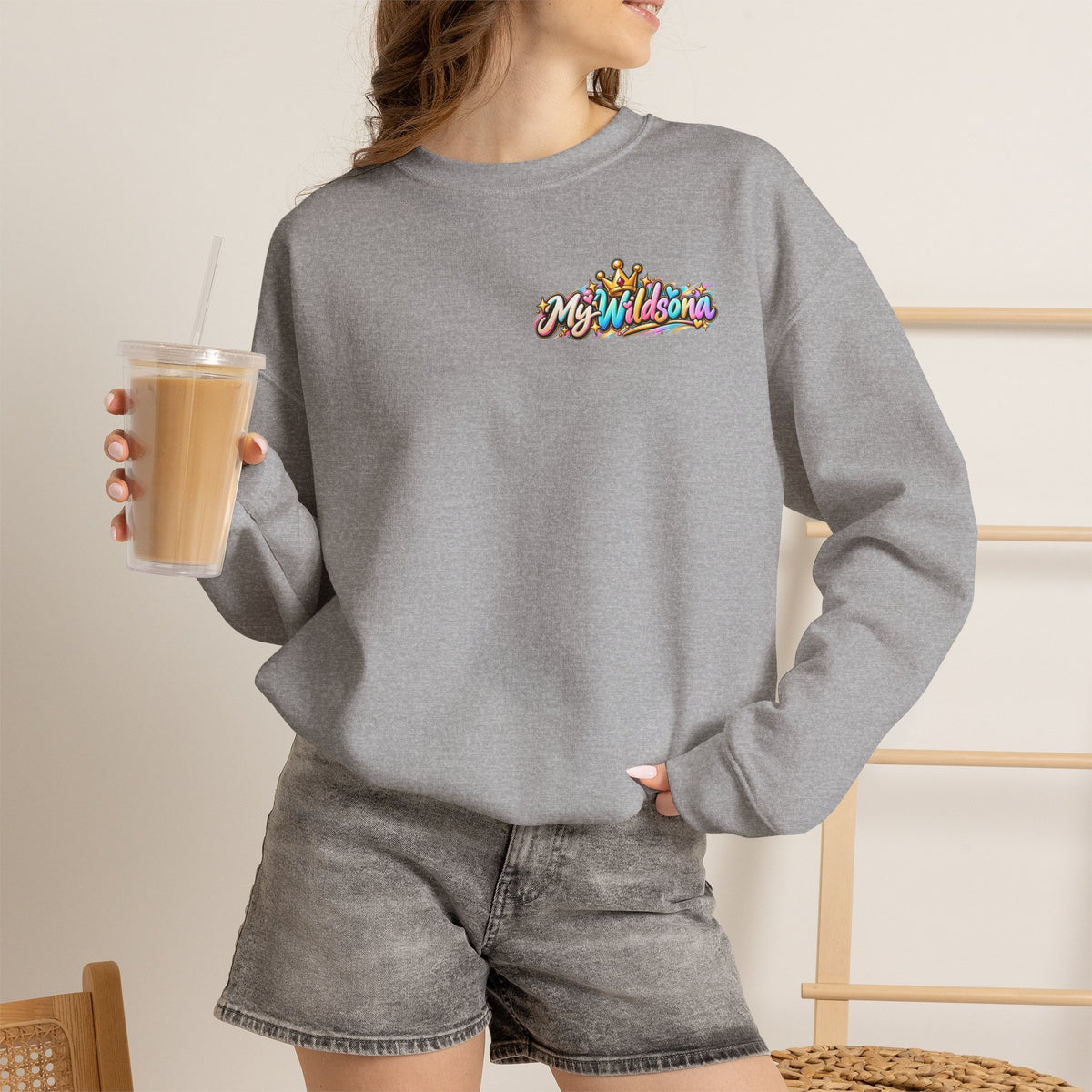 Graphic Sweatshirt — 'My Wildsona' Cute Colorful Dog with Big Personality Character Crewneck