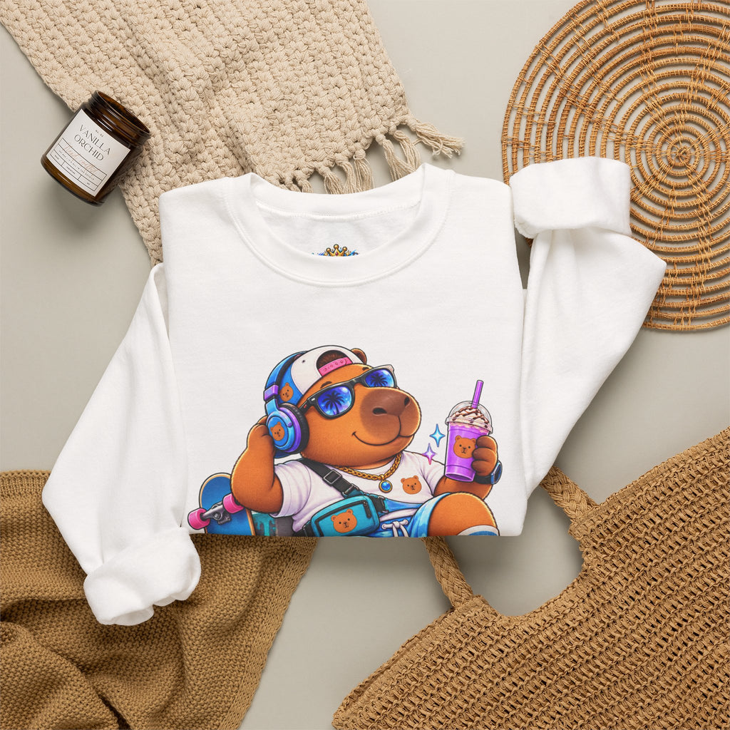 Sonny Capybara Graphic Sweatshirt — "Low Key Slayin' It"