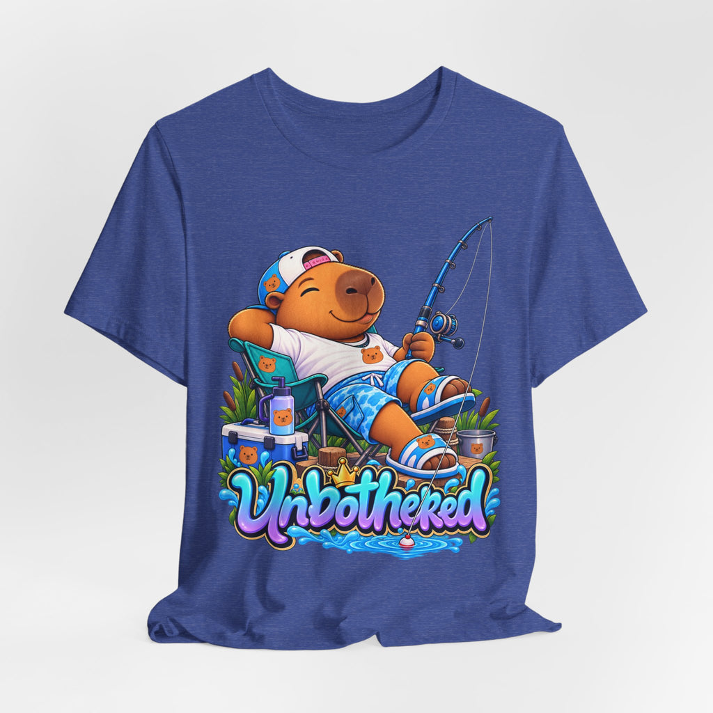 Unbothered Fishing Capybara Tee — Relaxed Vacation Vibes Graphic T-Shirt