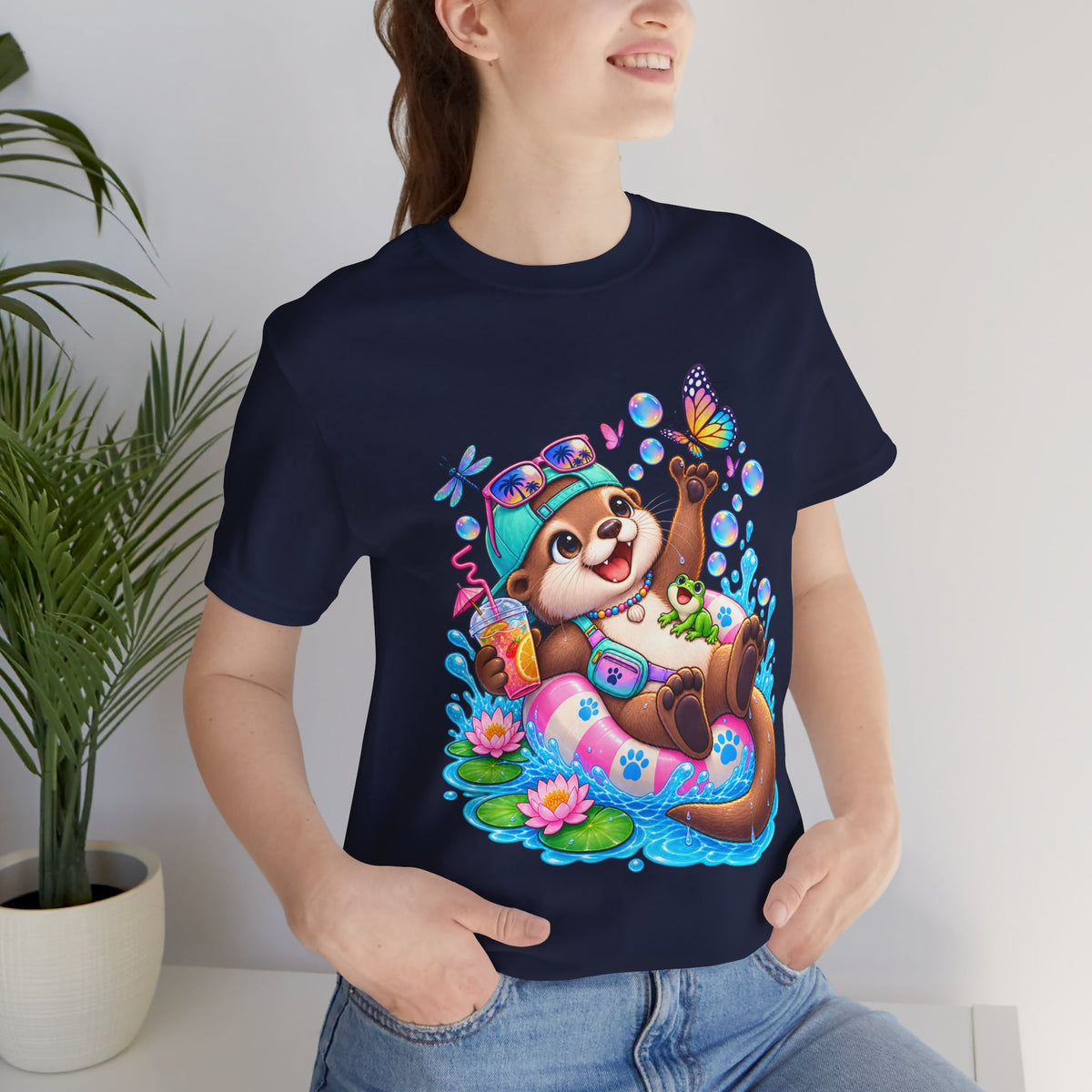 Otter Floatie T-Shirt — Cute Summer Otter with Butterfly Tee
