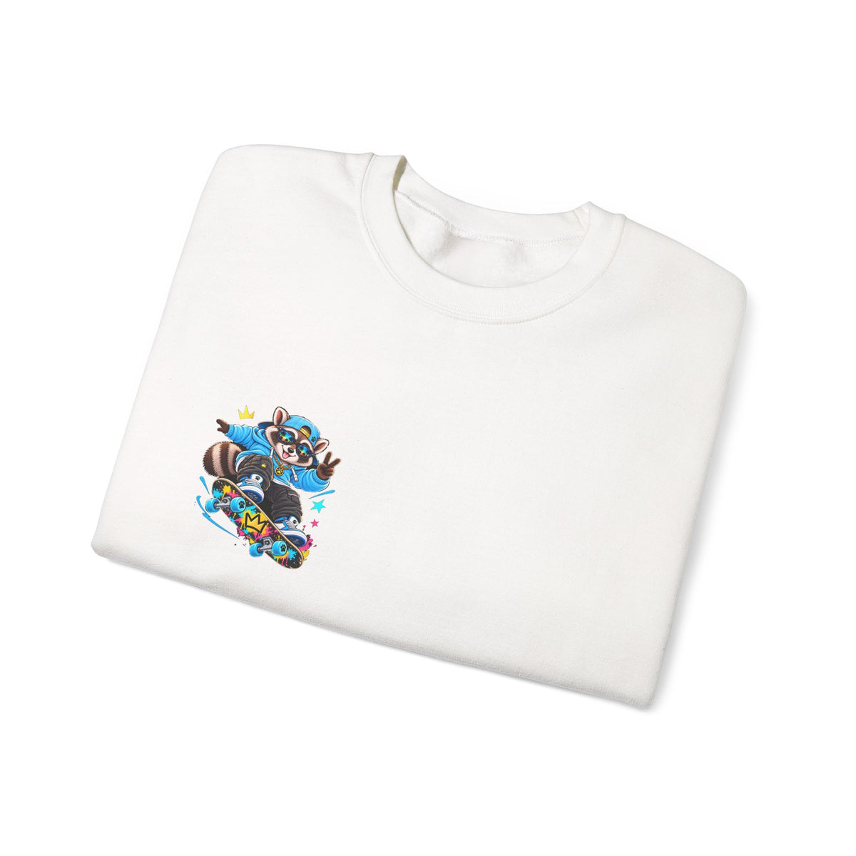 Whimsical Blue Cat Galaxy Crewneck Sweatshirt