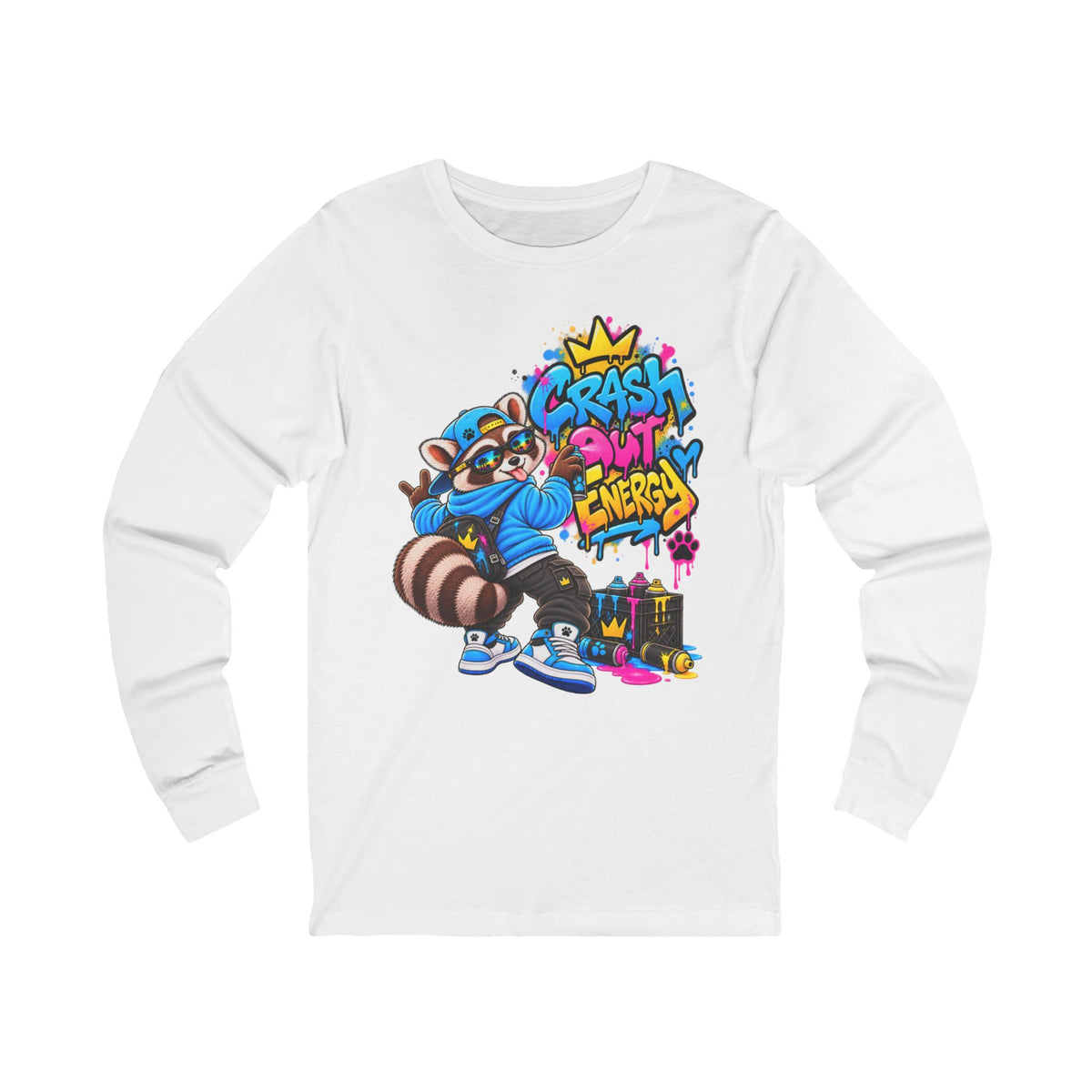 Crash Out Energy Raccoon Long Sleeve Tee