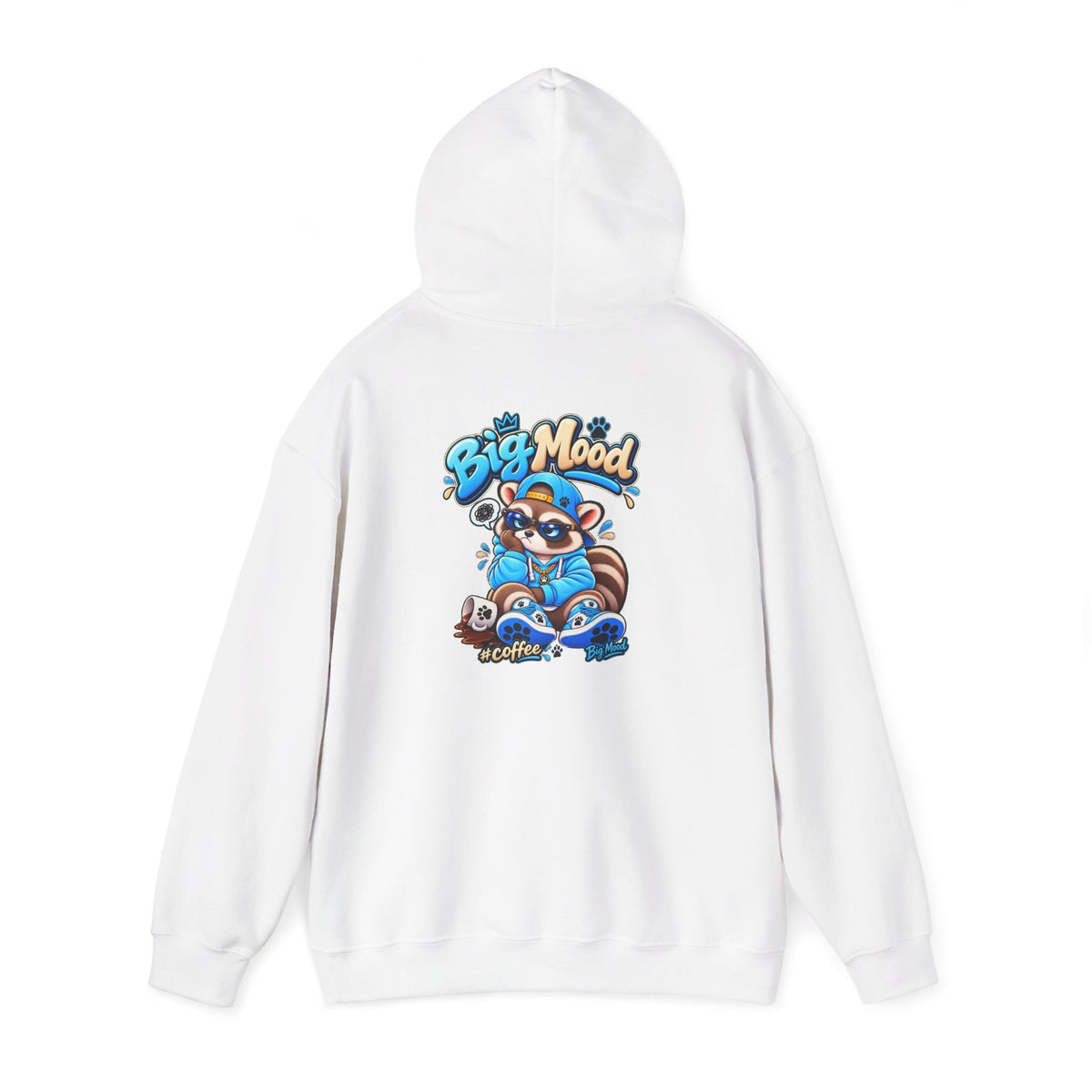 Big Mood Raccoon Hoodie — Cute Coffee Cartoon Pullover