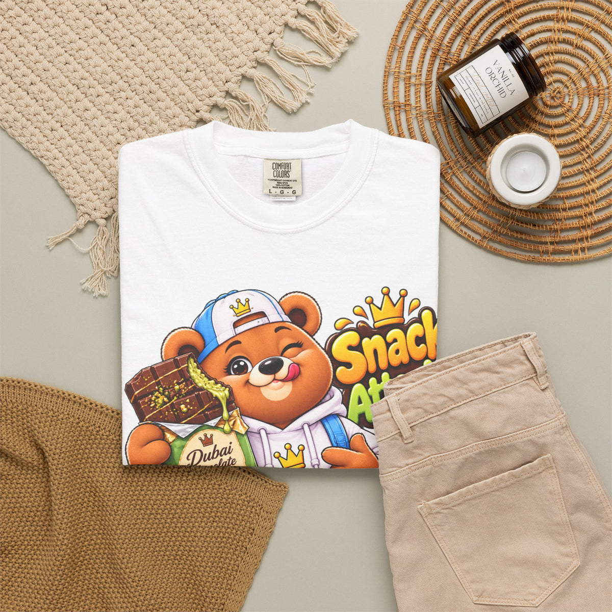 Snack Attack Bear T-Shirt — Cute Skateboarder Graphic Tee