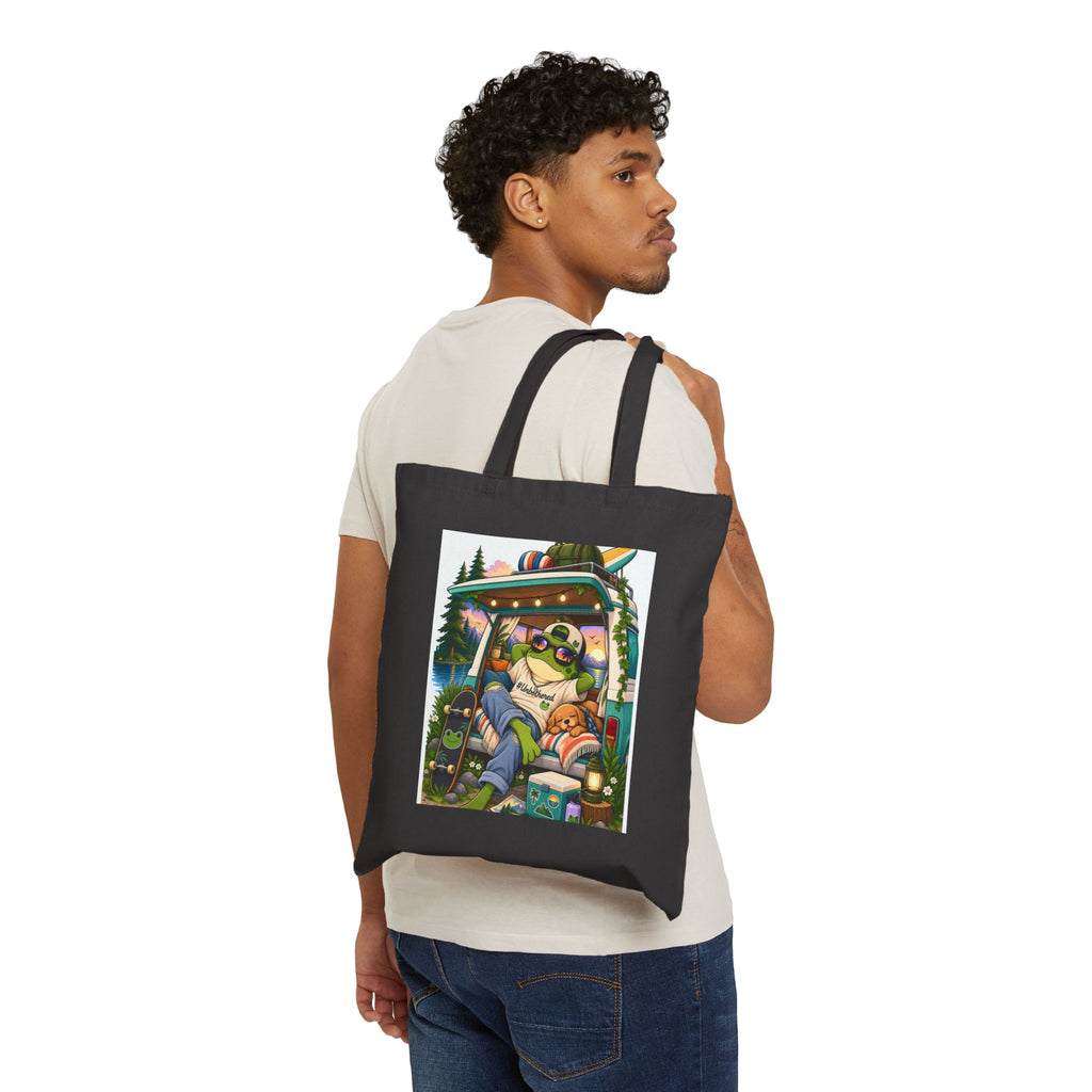 Tote Bag — Retro Camping Van Sloth Illustration Canvas Tote