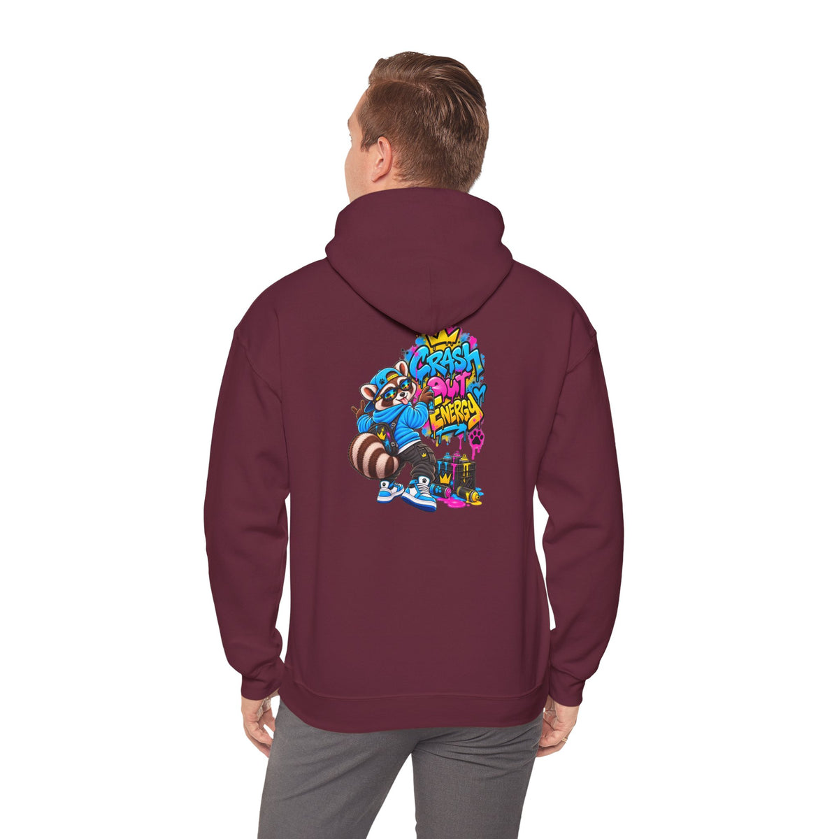 Raccoon Street Art Hoodie – 'Bright Energy' Graffiti Graphic Sweatshirt