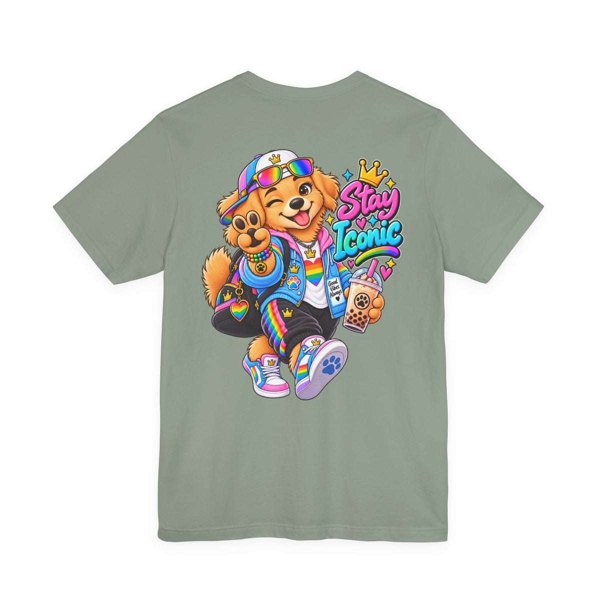 Cute Cartoon Big Personality Dog Tee — Trendy Boba Lover Graphic T-Shirt