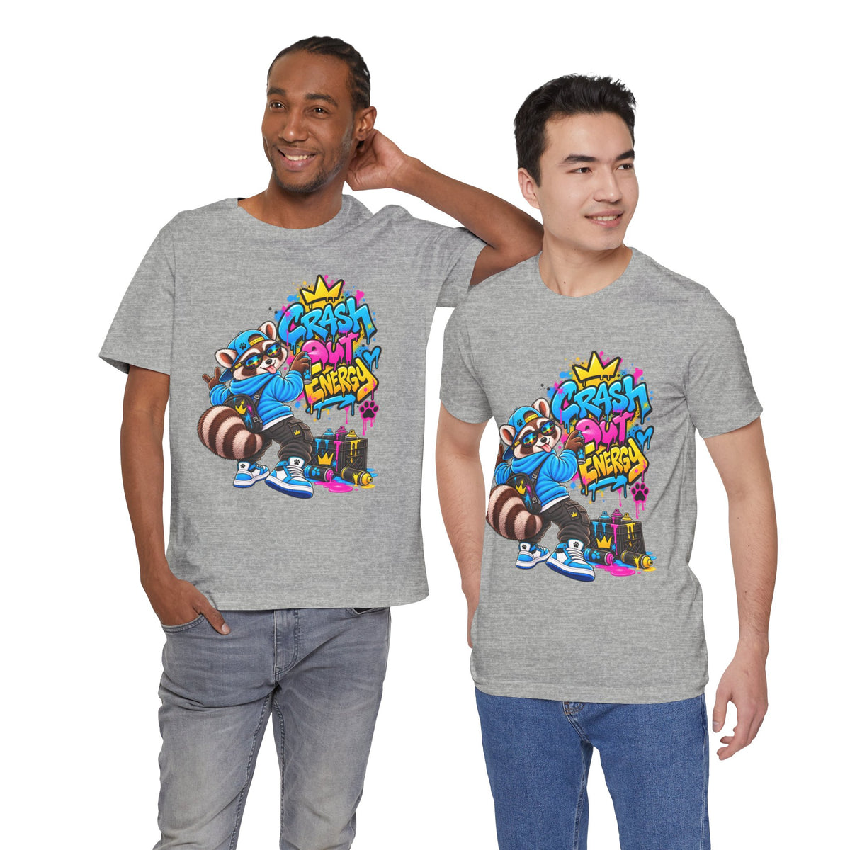 Graphic Tee — 'Crash Out Energy' Streetwear Raccoon Graffiti Shirt