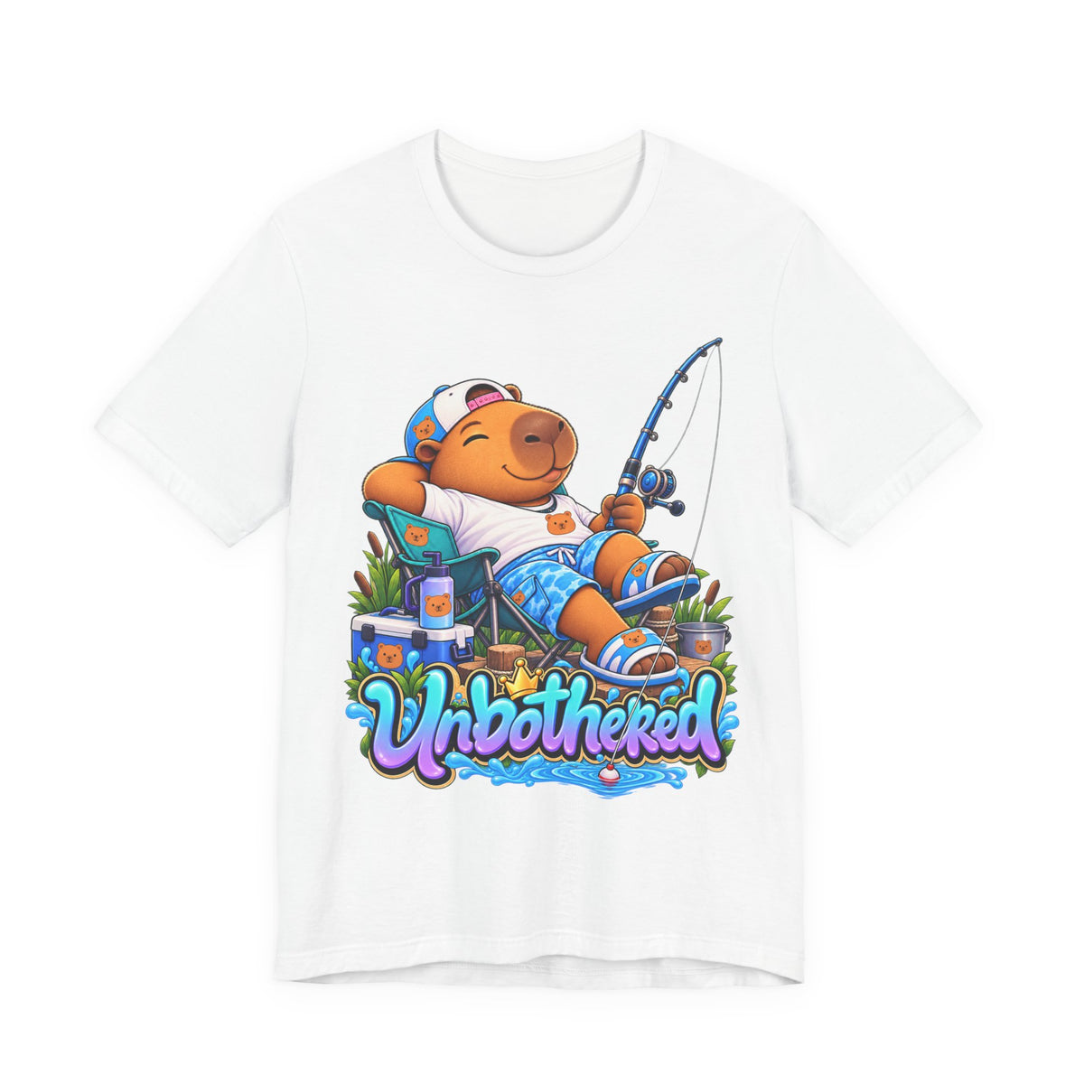 Unbothered Fishing Capybara Tee — Relaxed Vacation Vibes Graphic T-Shirt