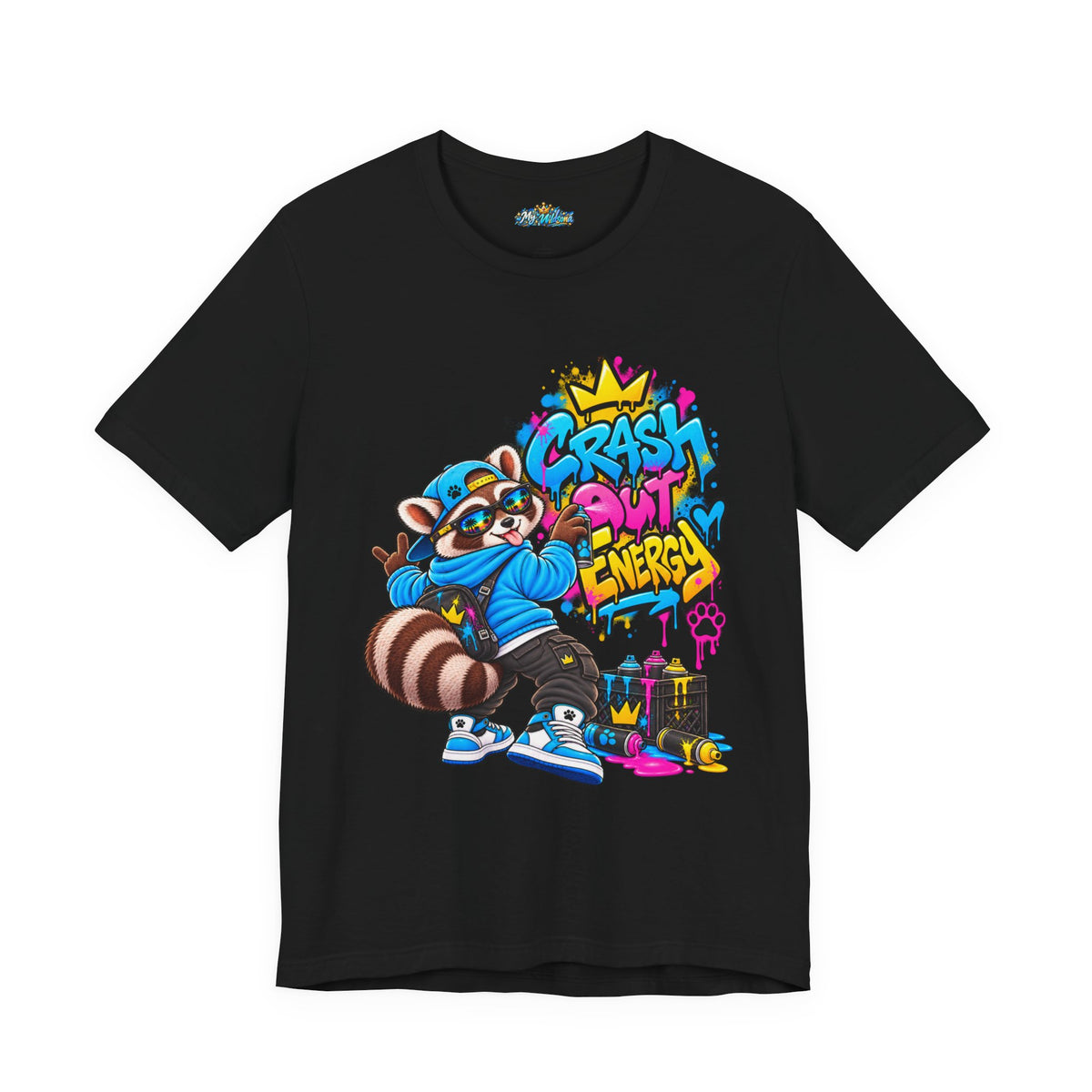 Graphic Tee — 'Crash Out Energy' Streetwear Raccoon Graffiti Shirt