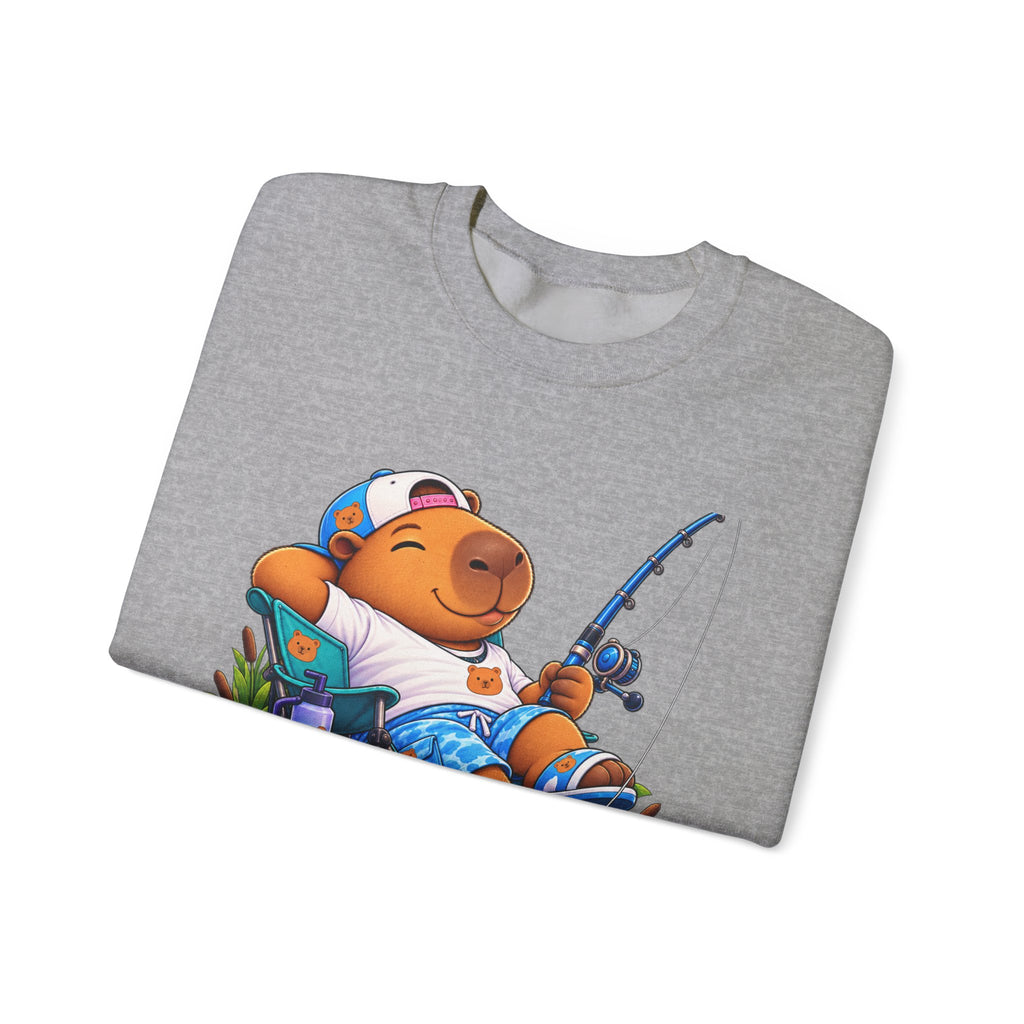 Unbothered Fishing Capybara Crewneck Sweatshirt