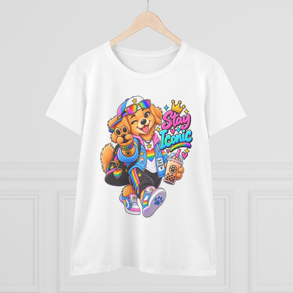 Stay Iconic Dog Graphic Tee — Cute Retro Teddy Bear Design