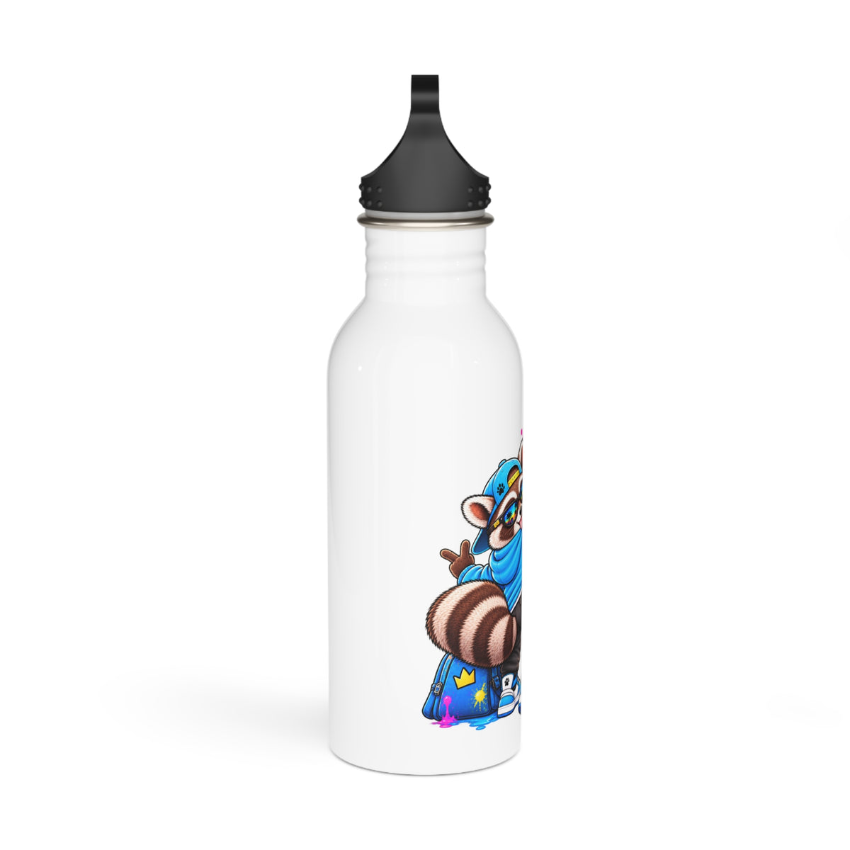 Mischievous Raccoon Graffiti Stainless Steel Water Bottle – Urban Street Art Drink Bottle
