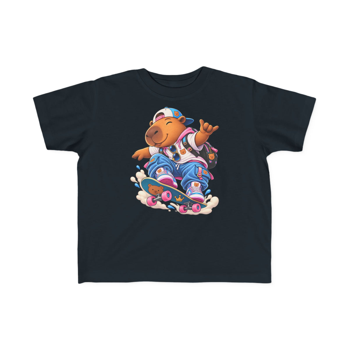 Toddler Capybara Skate T-Shirt — Cute Skateboarding Capybara Tee for Kids