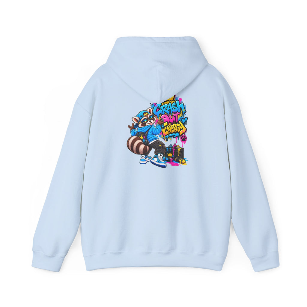 Raccoon Street Art Hoodie – 'Bright Energy' Graffiti Graphic Sweatshirt