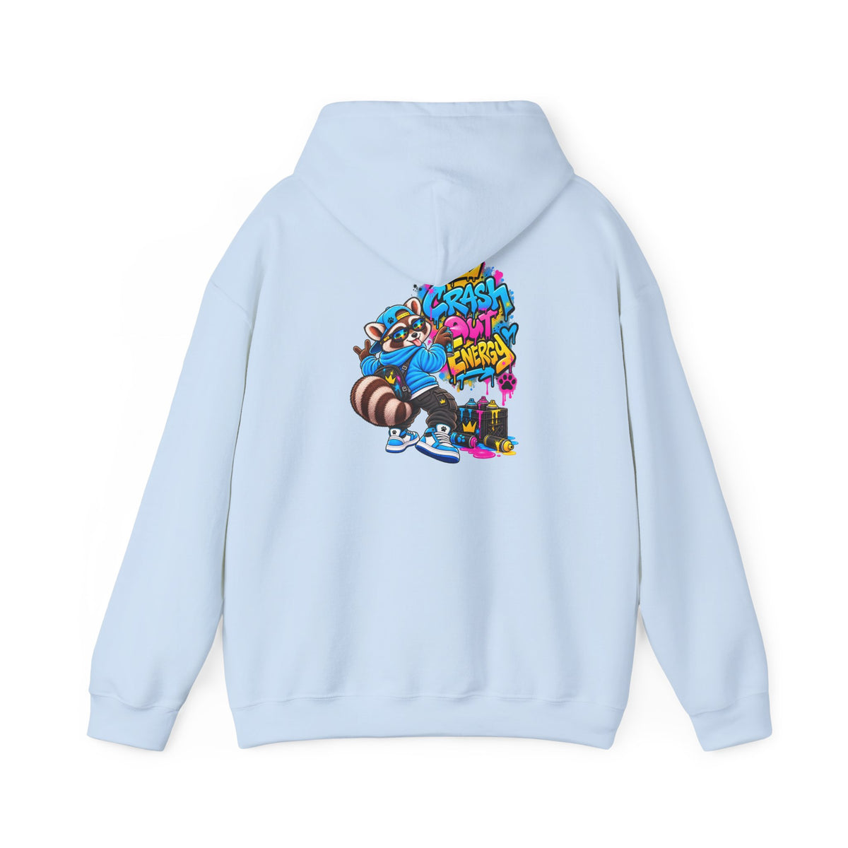 Raccoon Street Art Hoodie – 'Bright Energy' Graffiti Graphic Sweatshirt