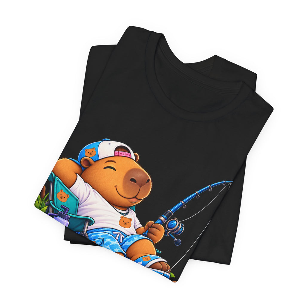 Unbothered Fishing Capybara Tee — Relaxed Vacation Vibes Graphic T-Shirt