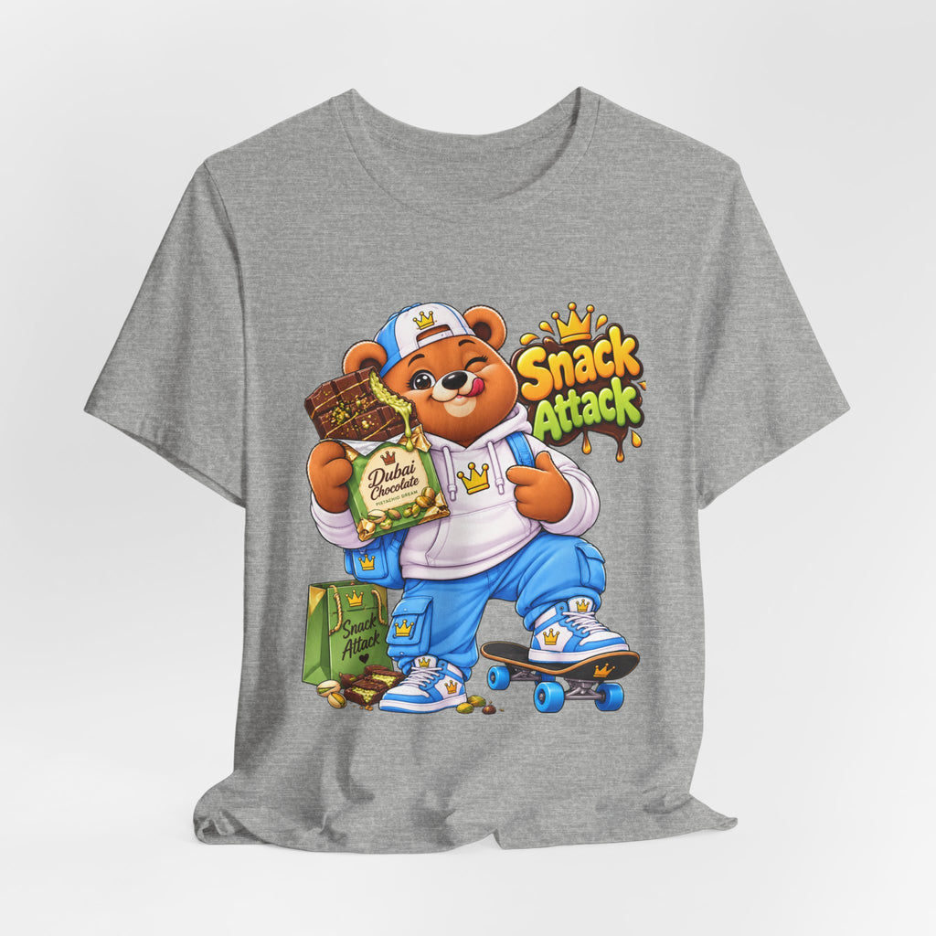 Snack Attack Bear T‑Shirt — Cute Foodie Bear Eating Snacks Graphic Tee