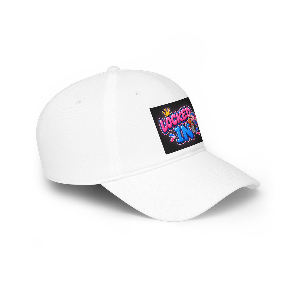 Locked In Baseball Cap – Retro Neon "Locked In" Graphic Hat