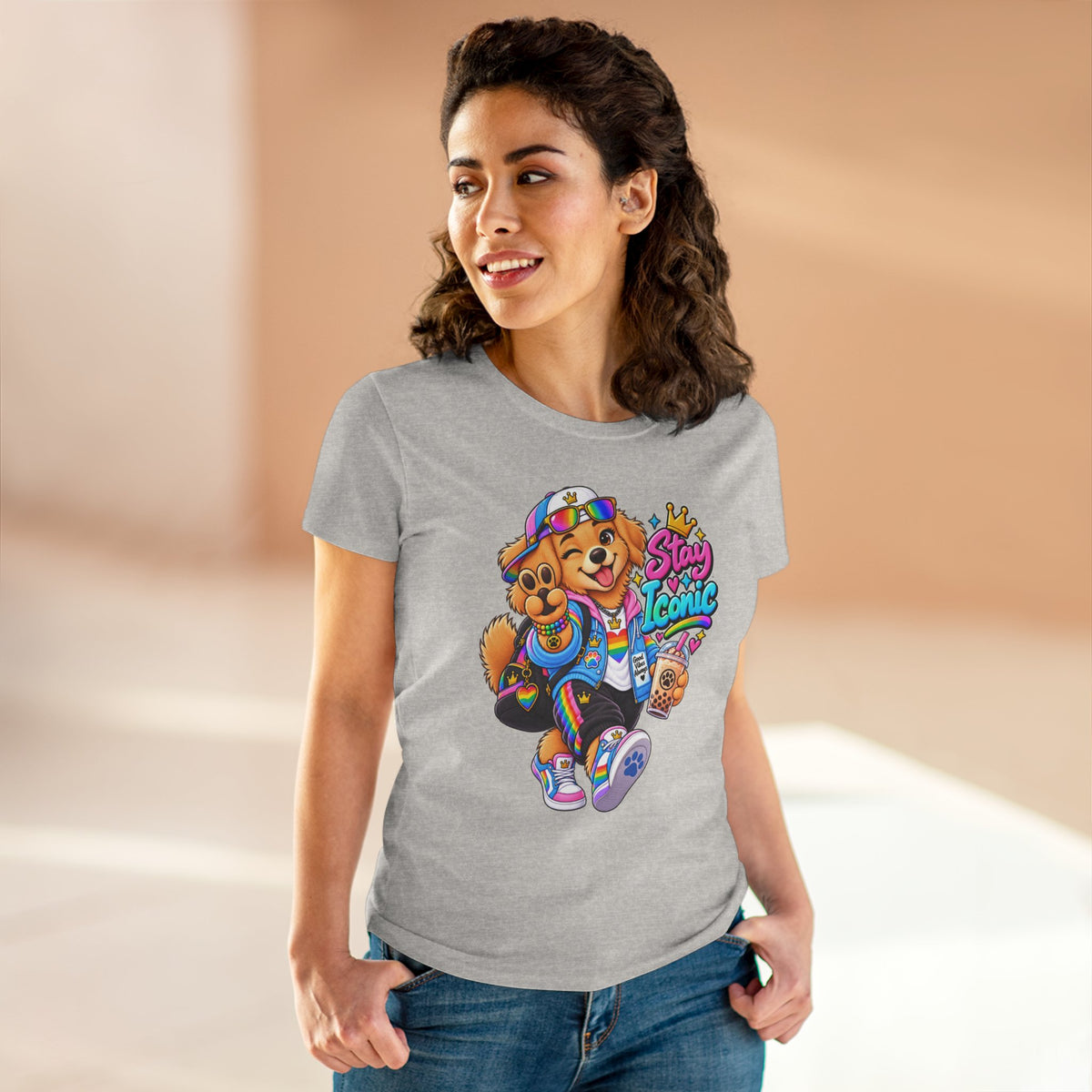 Stay Iconic Dog Graphic Tee — Cute Retro Teddy Bear Design