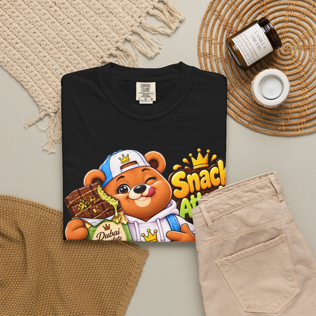 Snack Attack Bear T-Shirt — Cute Skateboarder Graphic Tee
