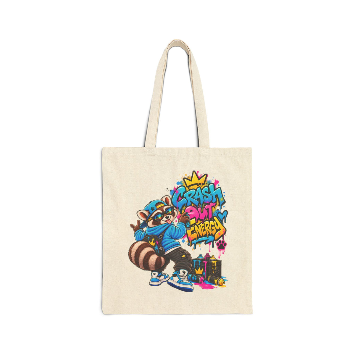 Remy Raccoon - 'Crash Out Energy' Cute Urban Canvas Tote