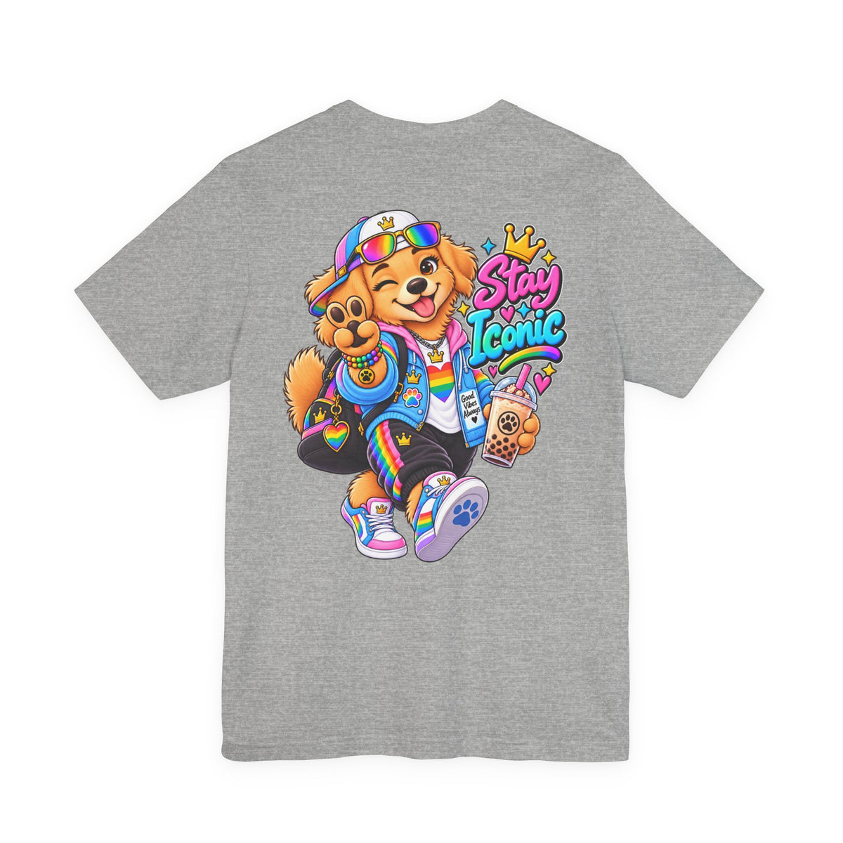 Cute Cartoon Big Personality Dog Tee — Trendy Boba Lover Graphic T-Shirt