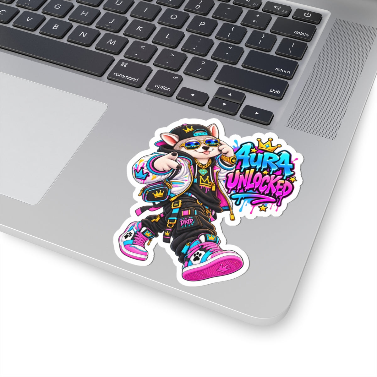 Aura Unlocked Urban Dog Sticker — Kiss-Cut Vinyl Decal for Laptops & Gear