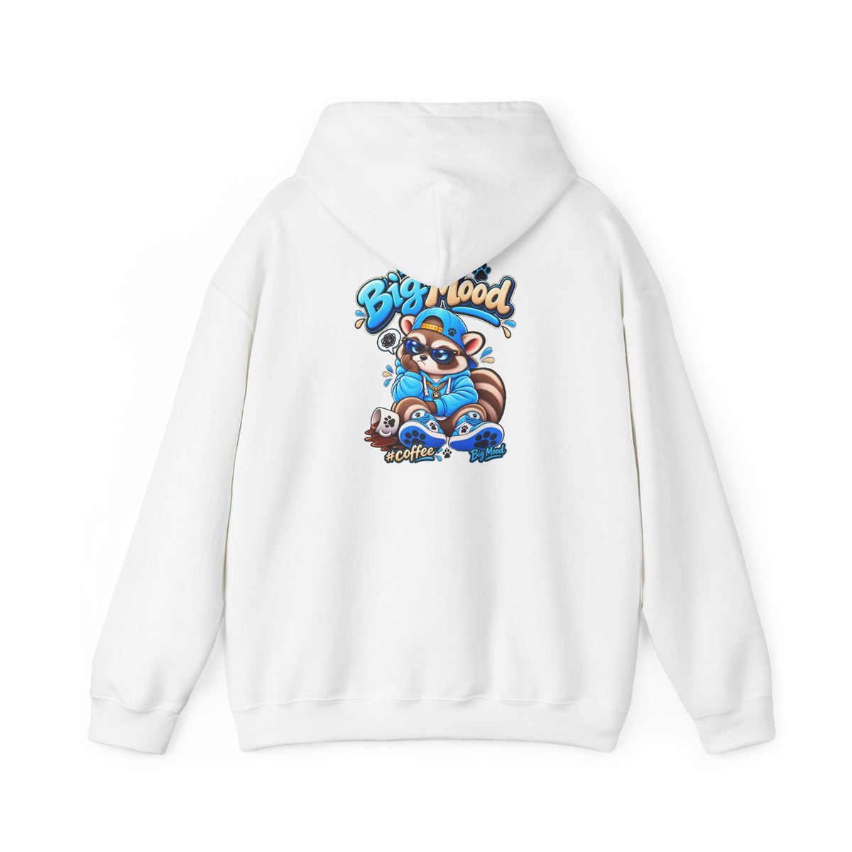 Big Mood Raccoon Hoodie — Cute Coffee Cartoon Pullover