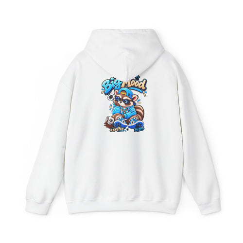 Big Mood Raccoon Hoodie — Cute Coffee Cartoon Pullover
