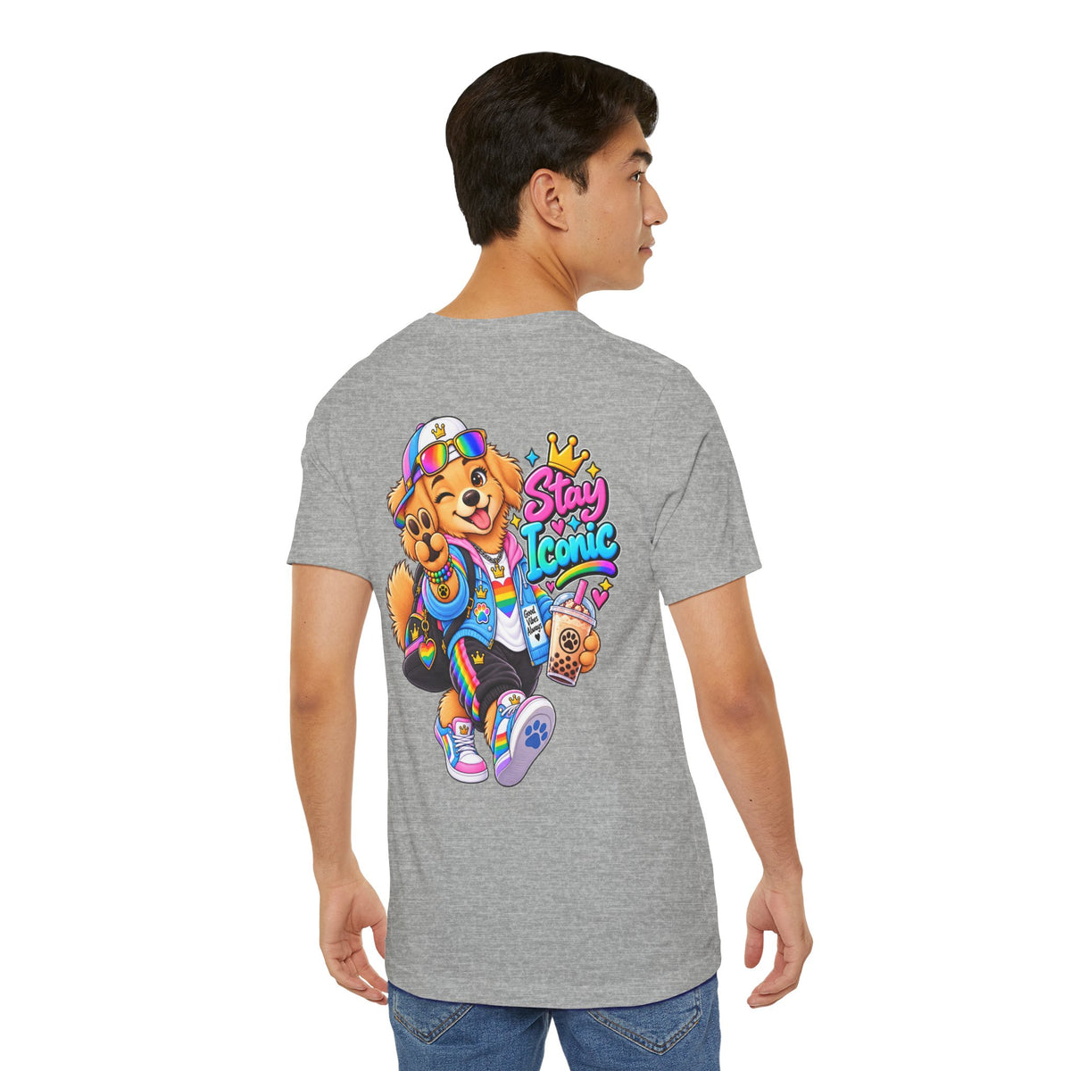 Cute Cartoon Big Personality Dog Tee — Trendy Boba Lover Graphic T-Shirt