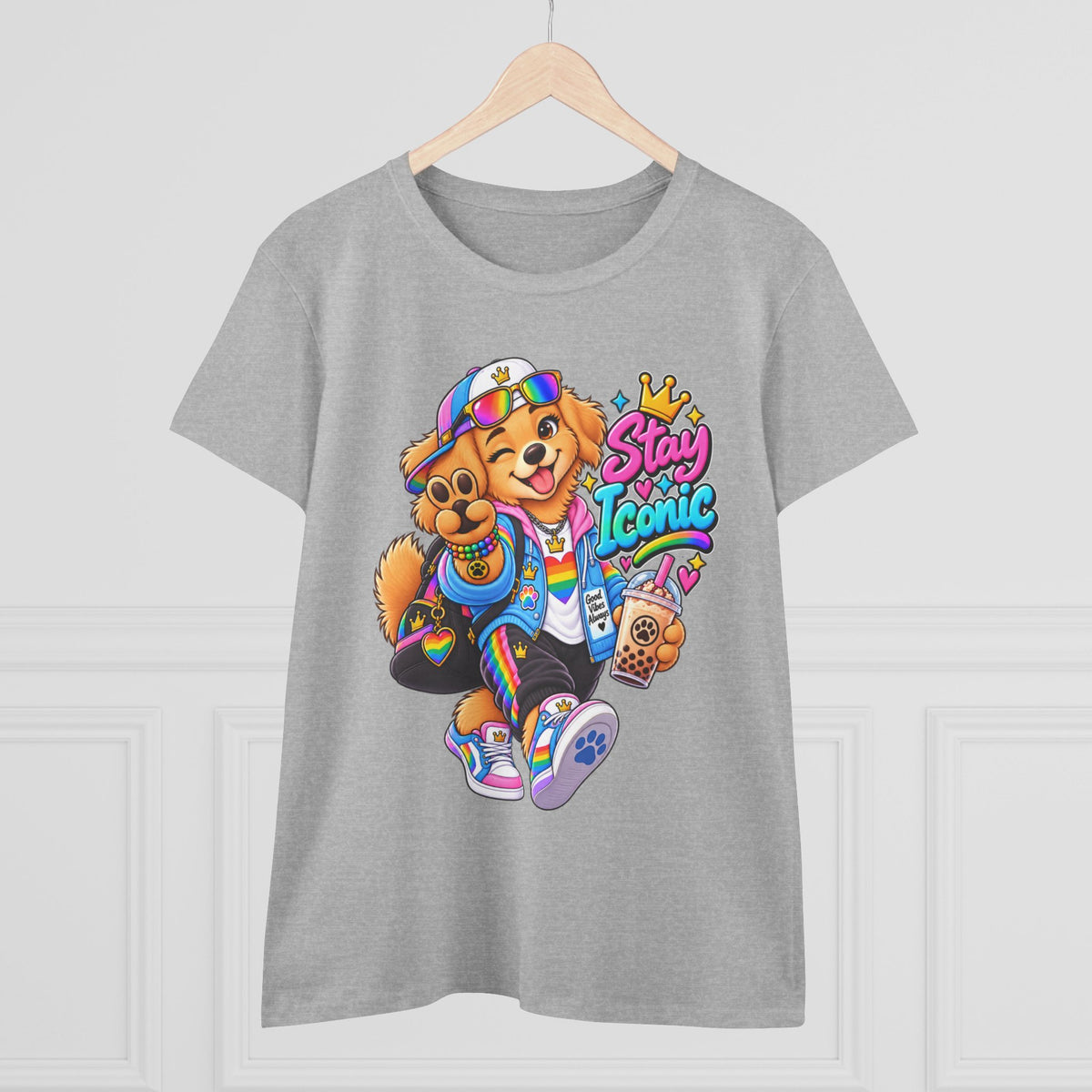Stay Iconic Dog Graphic Tee — Cute Retro Teddy Bear Design
