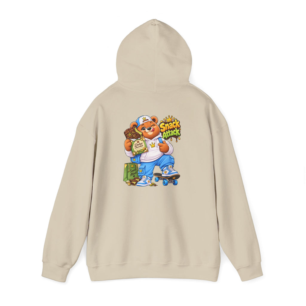 Snack Attack Hoodie — Streetwear Cartoon Foodie Bear Graphic Hooded Sweatshirt