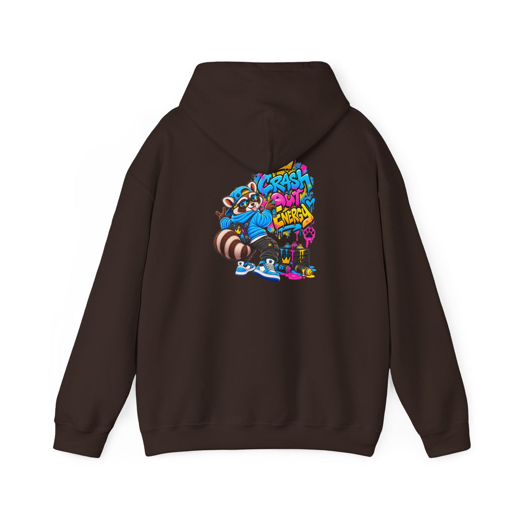 Raccoon Street Art Hoodie – 'Bright Energy' Graffiti Graphic Sweatshirt
