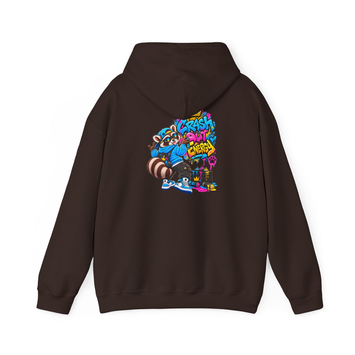 Raccoon Street Art Hoodie – 'Bright Energy' Graffiti Graphic Sweatshirt